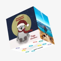 Christmas Cute Penguin Daughter Confetti-exploding Greetings Card