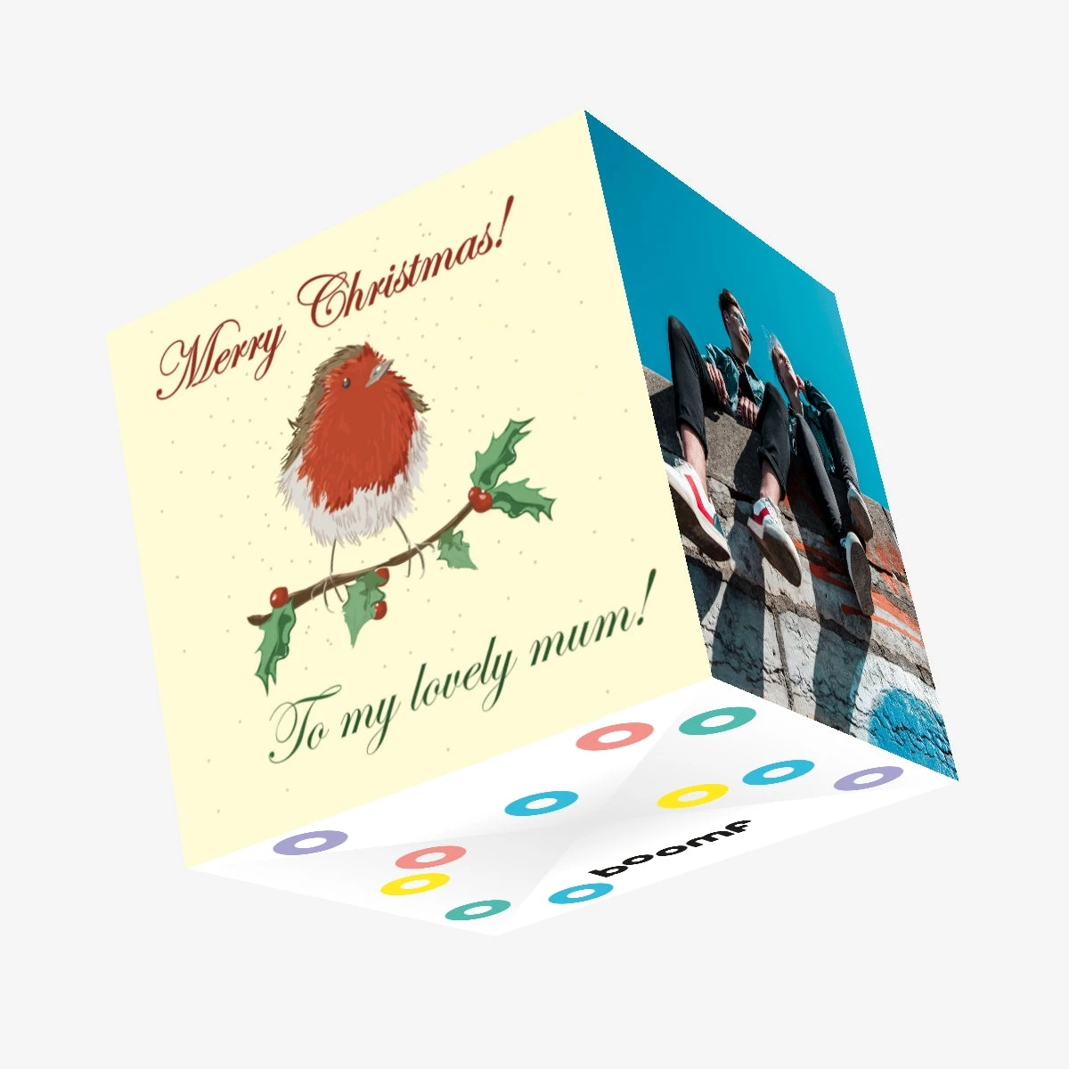 Plum Merry Christmas Lovely Mum Cute Robin Confetti-exploding Greetings Card 3 Plum Merry Christmas Lovely Mum Cute Robin Confetti-exploding Greetings Card