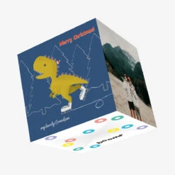 Dino Racing Merry Christmas My Lovely Grandson Confetti-exploding Greetings Card