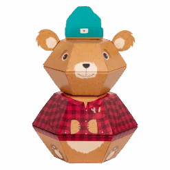 Lumberjack Bear Personalised 3D Pop-up Confetti Wild Card -Merry Moments wc lumberjack bear